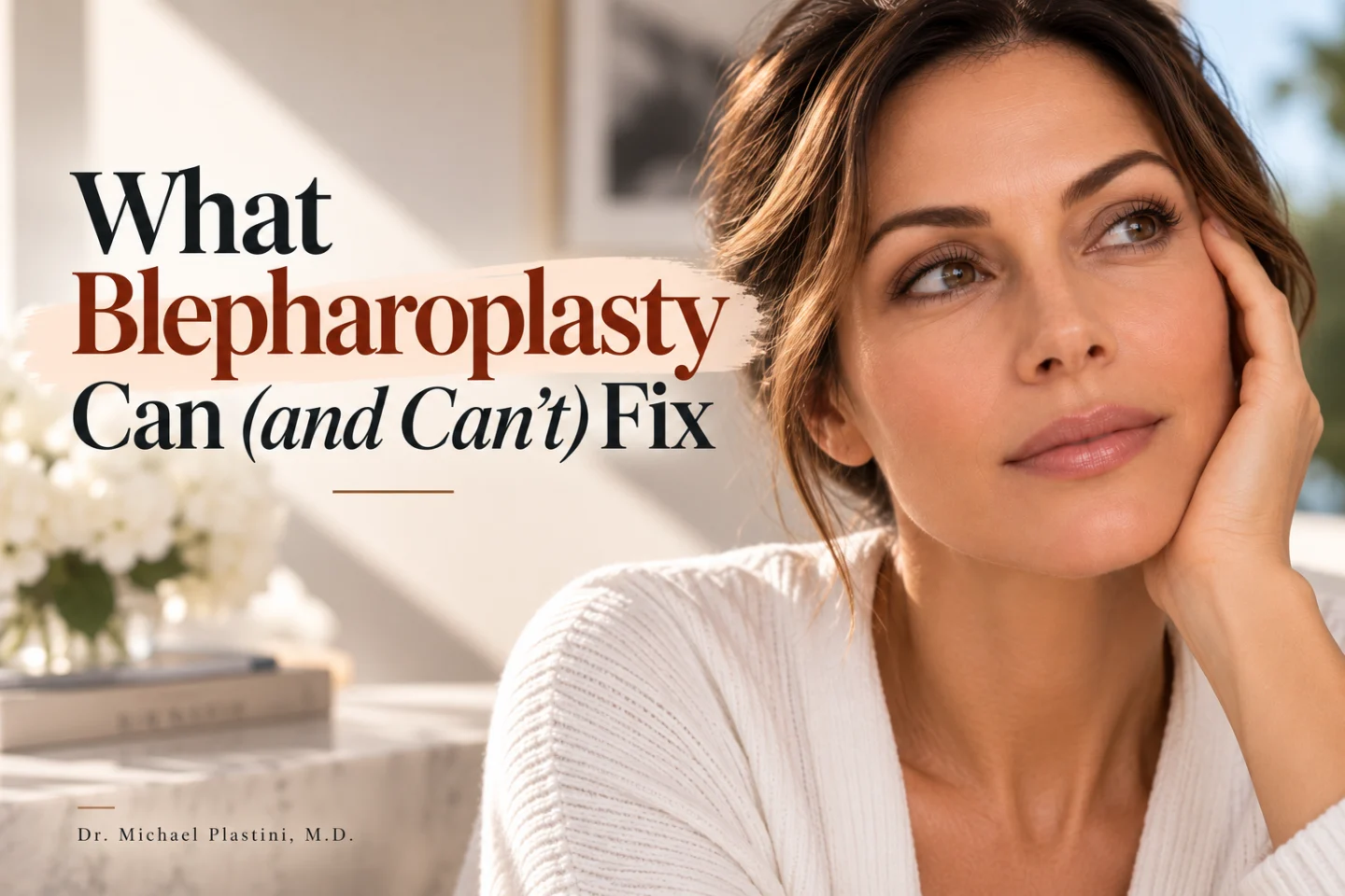 What Blepharoplasty Can (and Can't) Fix — article header by Dr. Michael Plastini, MD, board-certified plastic surgeon in Boca Raton